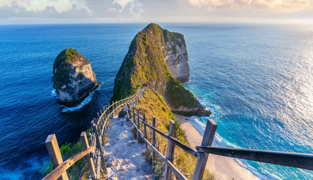 Kelingking Beach viewpoint, or Secret Point, is located on the west side of Nusa Penida.