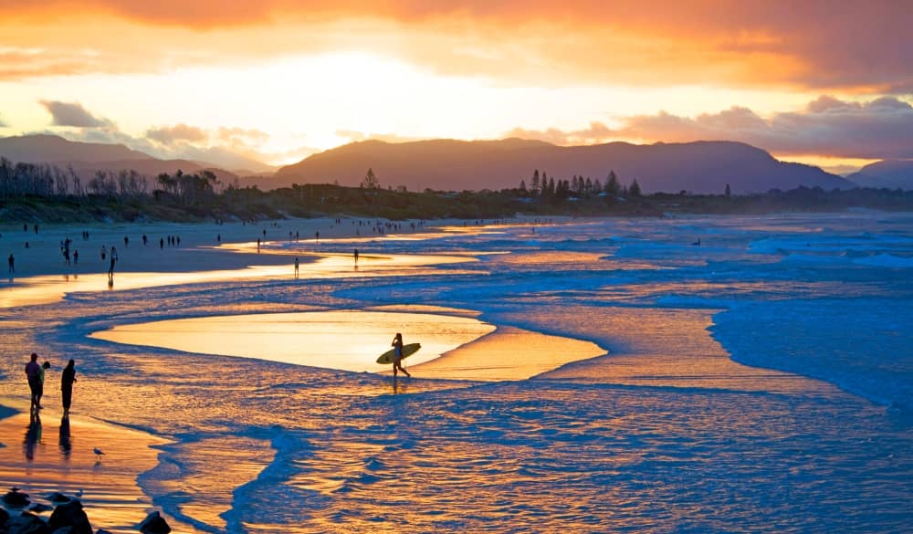 Sunset at Byron Bay. Australia lays claim to countless cool surf towns, and Byron Bay is definitely right at the top.